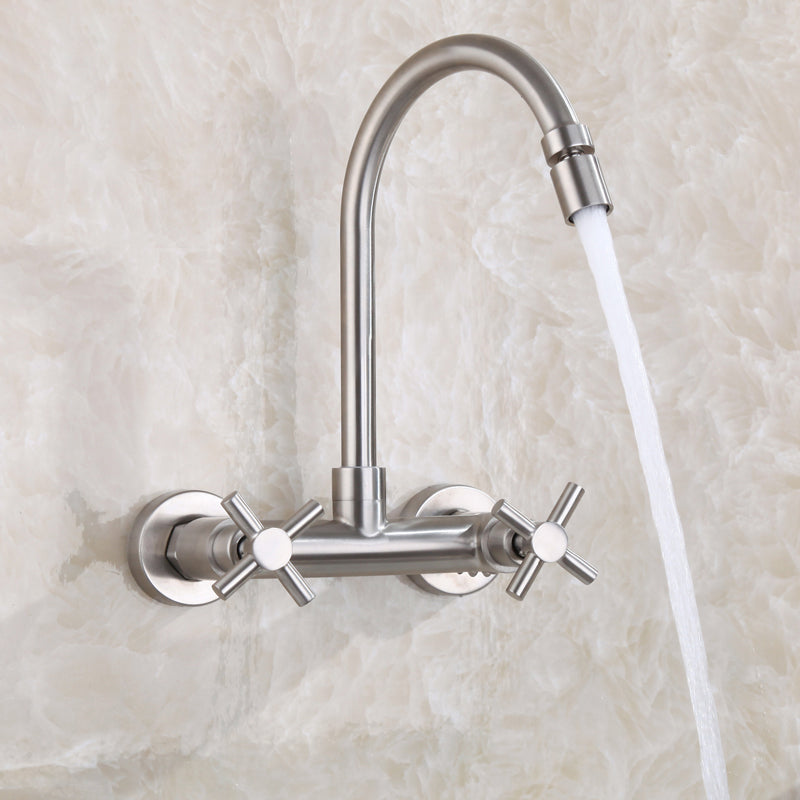 Rynx | Round 2-Handle Bathroom Faucet Single Hole Wall Mounted Bathroom Faucet