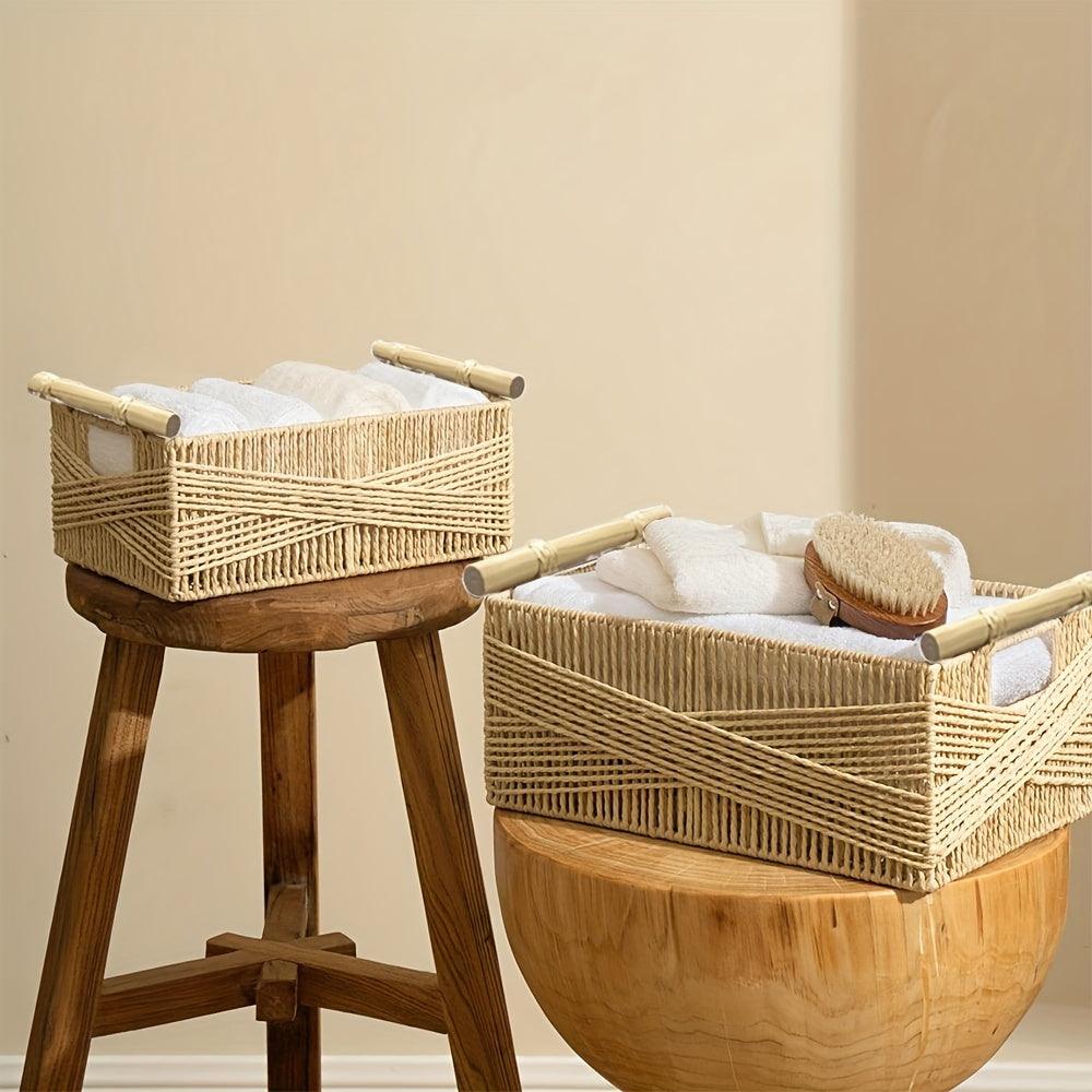Rynx | Charming Oversized Rattan Storage Basket with Comfortable Handles - Stylish Open Organizer for Any Room