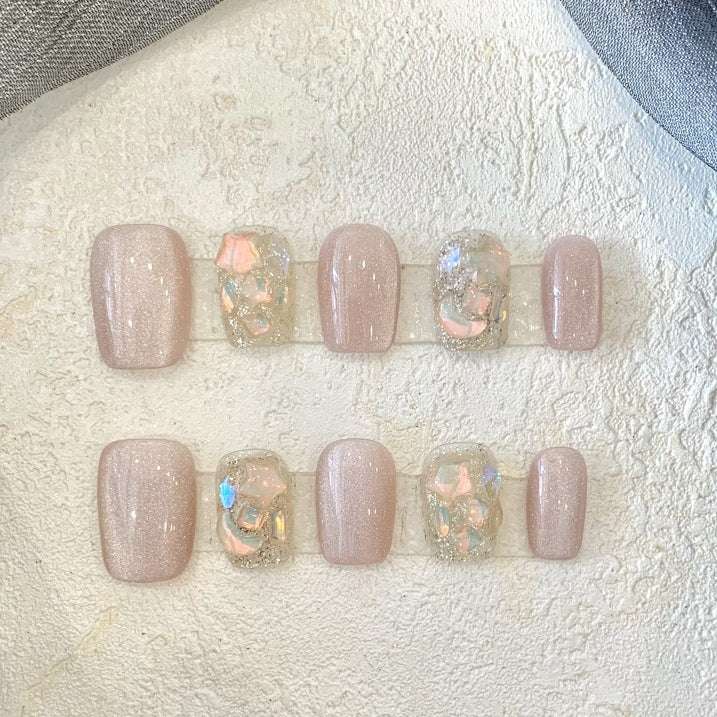 Rynx | Handmade Wearable Armor Blooming Student Pregnant Women Can Use Removable Fake Nail Patches Short Square Nail Shaped Piece