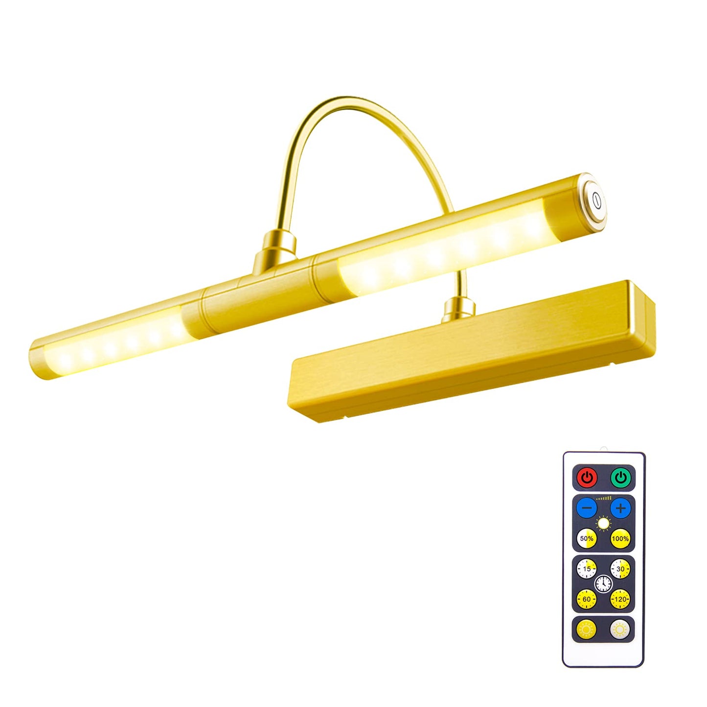 Rynx | Biglight Wireless Led Picture Lighting With Remote Control, Dimmable Gold Lamp For Art & Portraits, 13 Inches