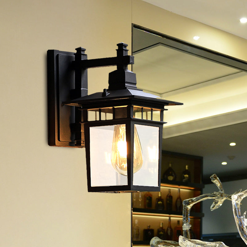 Rynx | 8.5"/11" W 1-Pear Wall Lights Fixture Lodges Pavilion Clear Glass Wall Mounted Lighting in Black