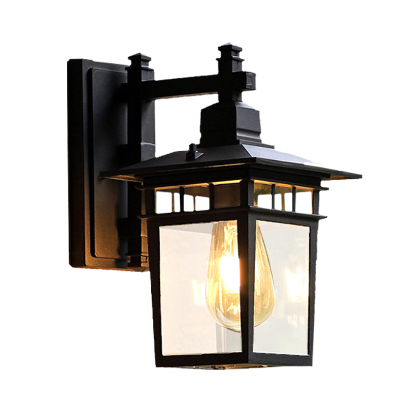 Rynx | 8.5"/11" W 1-Pear Wall Lights Fixture Lodges Pavilion Clear Glass Wall Mounted Lighting in Black