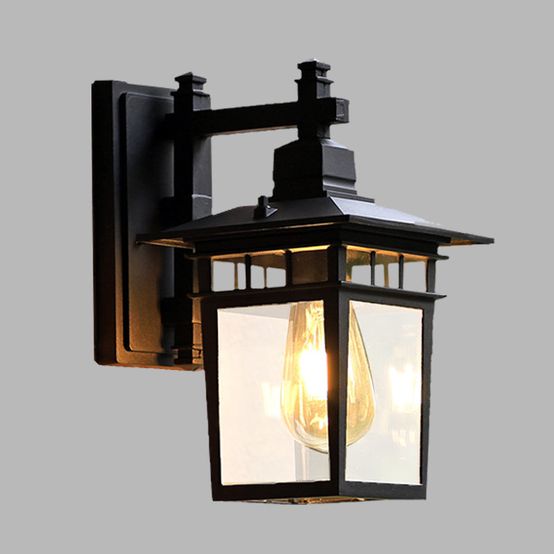 Rynx | 8.5"/11" W 1-Pear Wall Lights Fixture Lodges Pavilion Clear Glass Wall Mounted Lighting in Black