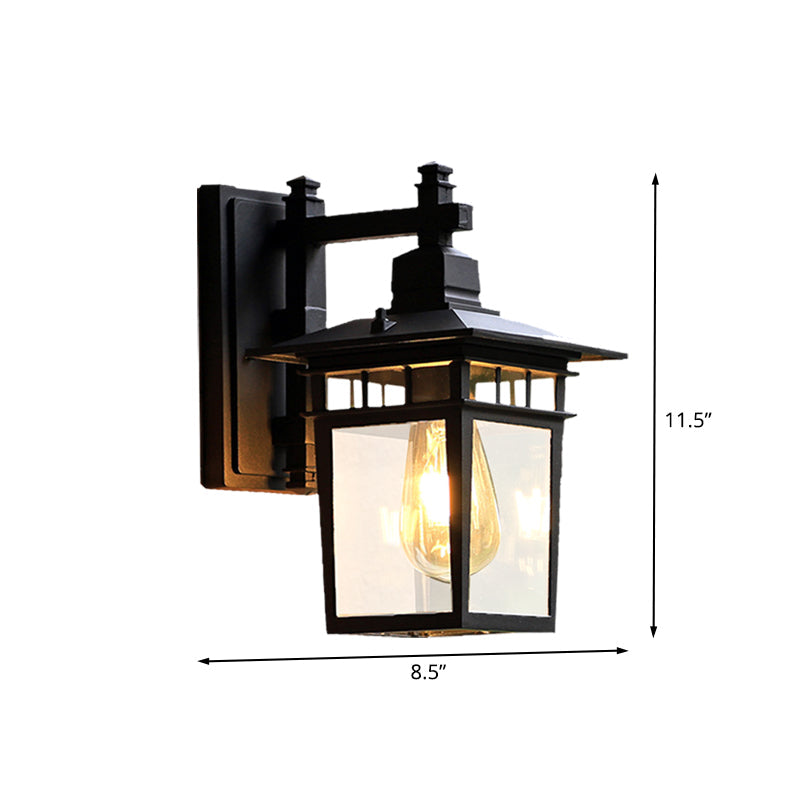 Rynx | 8.5"/11" W 1-Pear Wall Lights Fixture Lodges Pavilion Clear Glass Wall Mounted Lighting in Black