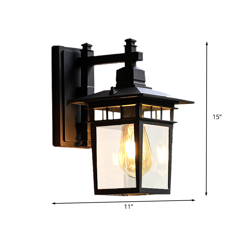 Rynx | 8.5"/11" W 1-Pear Wall Lights Fixture Lodges Pavilion Clear Glass Wall Mounted Lighting in Black