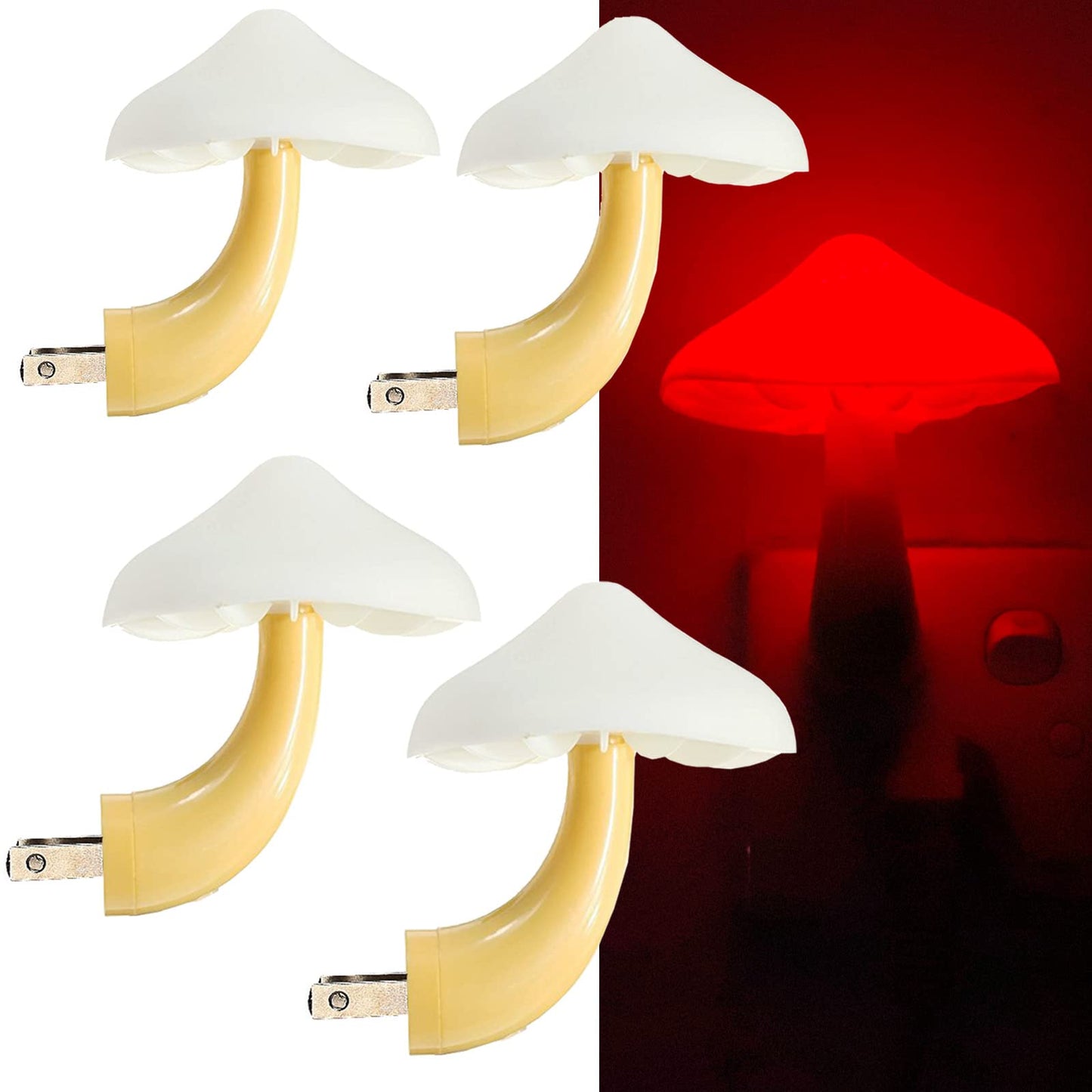 Rynx | Ausaye 4 Pack Plug In Night Light, Mushroom Lamp Led Night Lights For Kids, Adults, Bedroom, Bathroom, Hallway, Stairs, Kitchen R