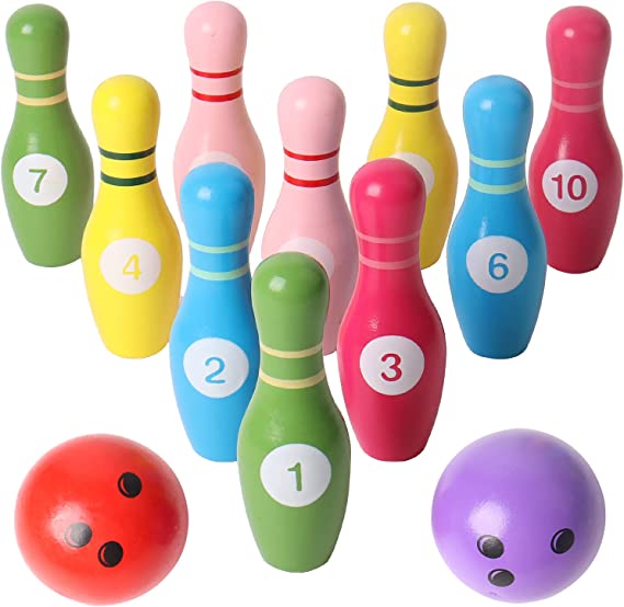 Rynx | Kids Colorful Wooden Bowling Set