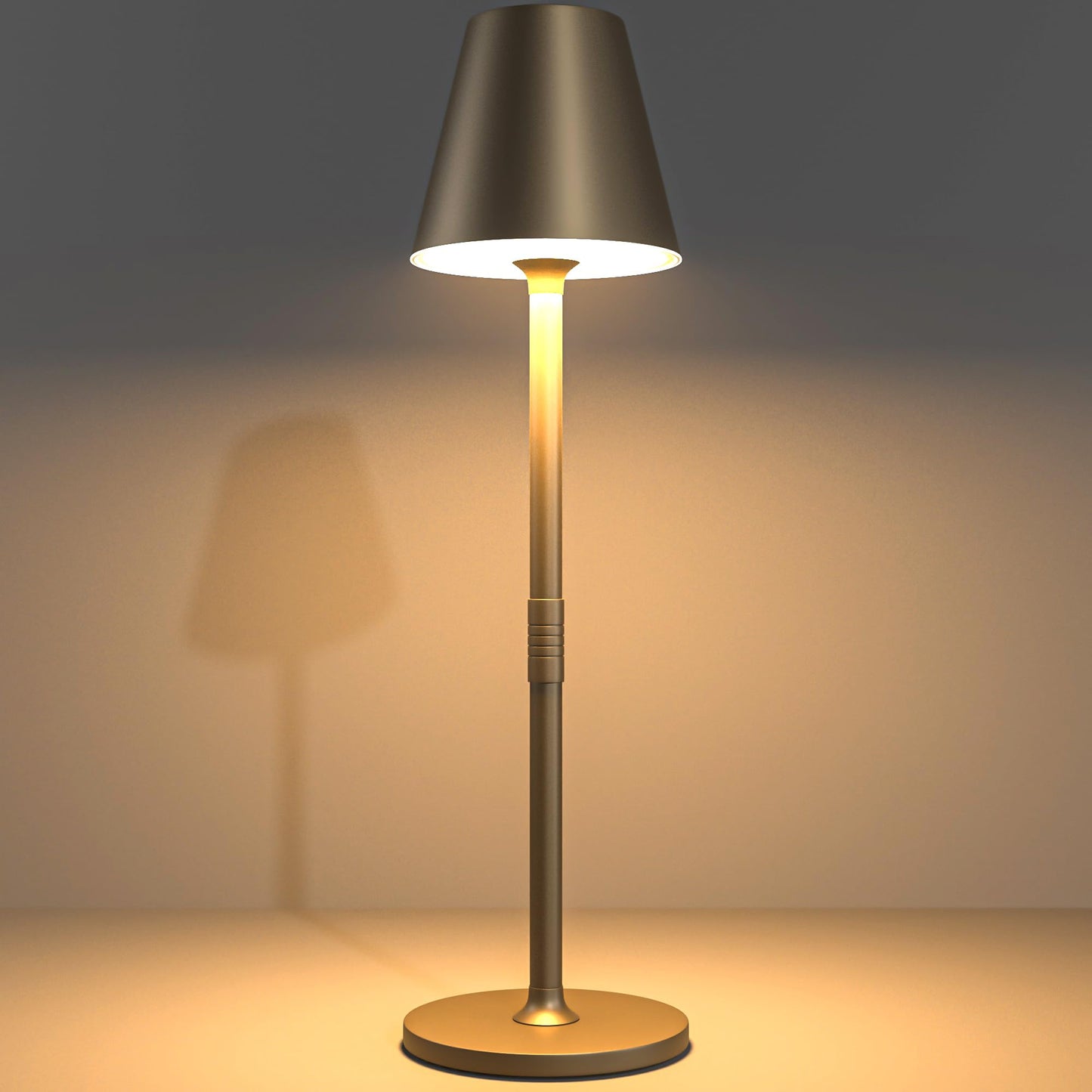 Rynx | Timjorman LED Wireless Table Lamp, 3-Level Brightness, Rechargeable, Metal, Khaki