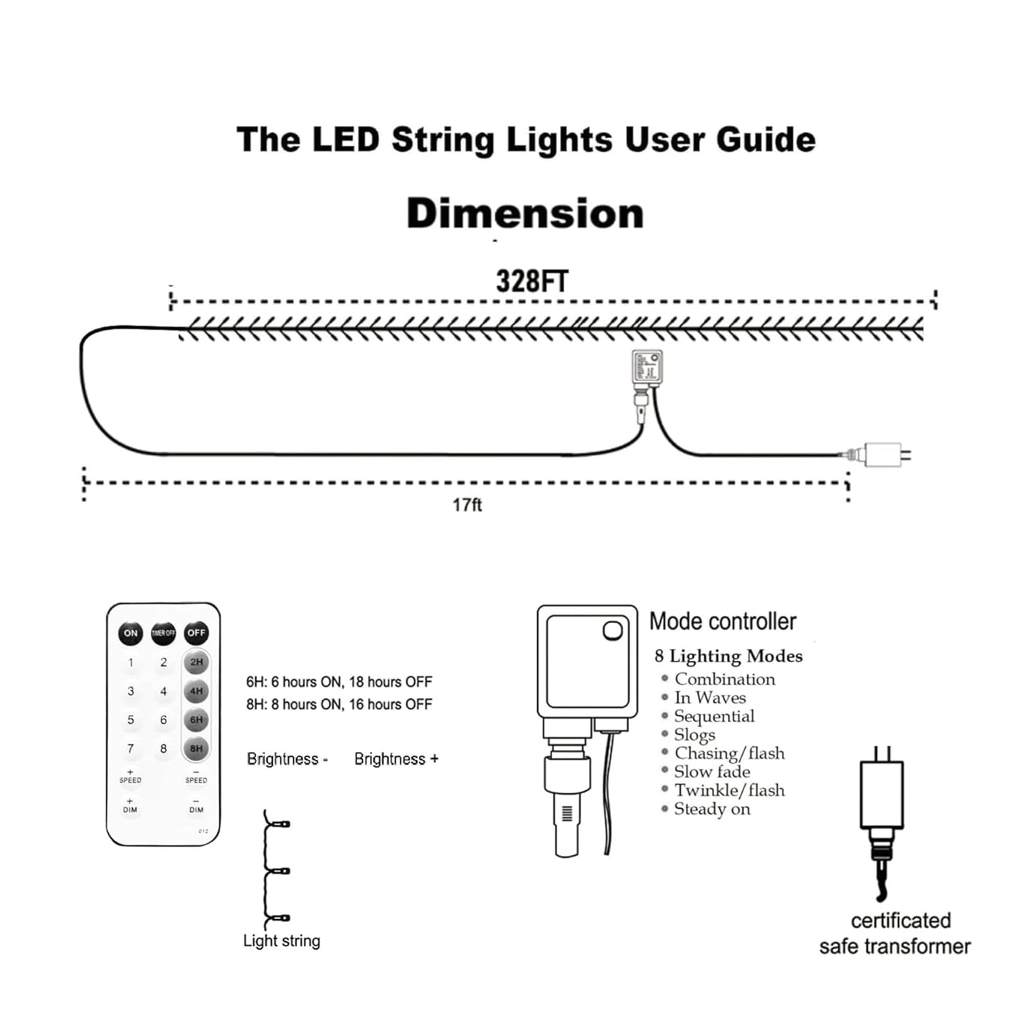 Rynx | Tw Shine 1000 Led Christmas Lights, 328Ft Warm White Light String With Remote Control, 8 Modes