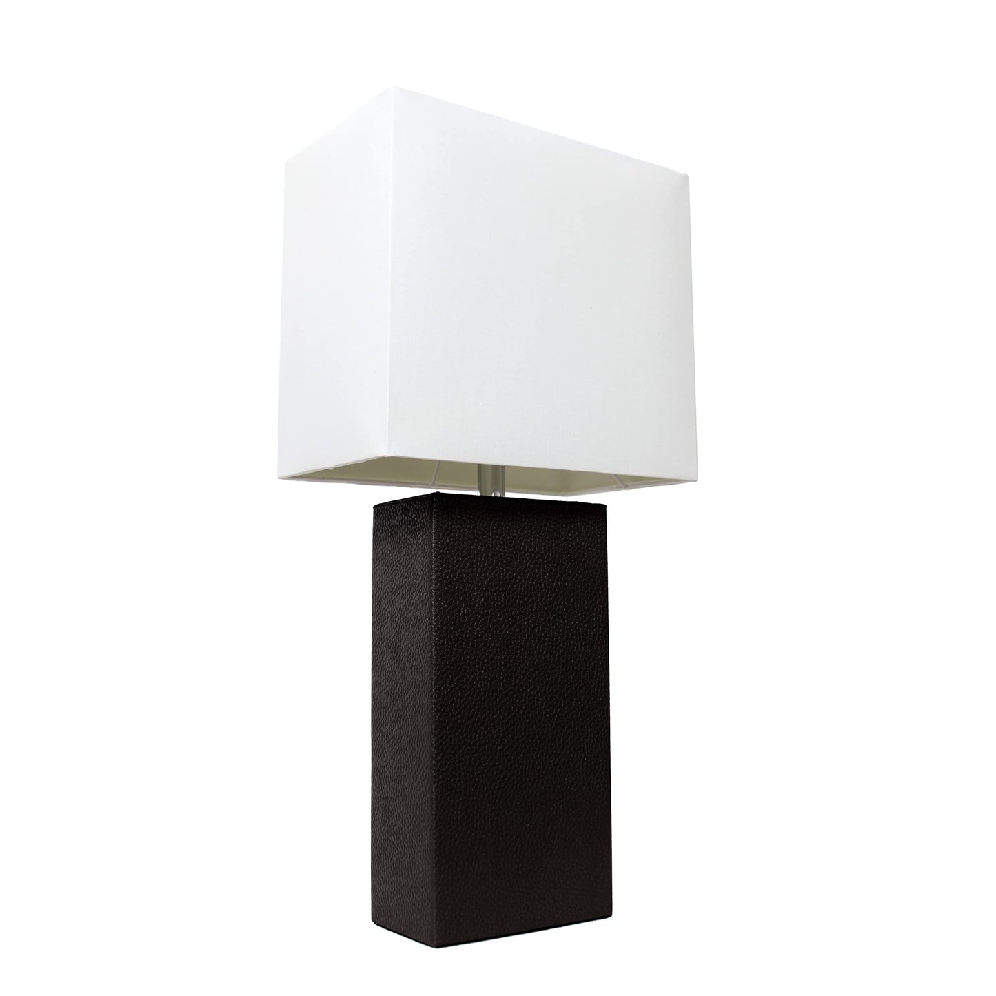 Rynx | Elegant Design Lt1025-Blk Modern Leather Table Lamp With White Fabric Shade, Black