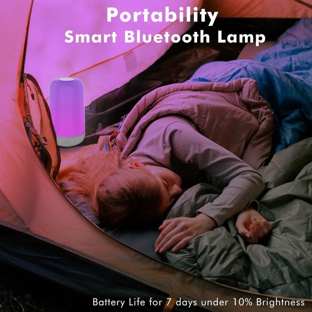 Rynx | Yhw Smart Touch Rgb Table Lamp, Dimmable Rechargeable Led Nightstand Lamp For Bedroom & Children's Room