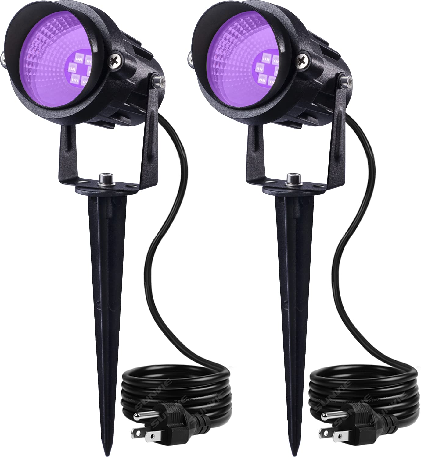 Rynx | Sunvie 2 Pack Halloween Spotlight Outdoor Black Light Spotlight Outdoor Waterproof 12W Purple Spotlights Outdoor Halloween Black Light Outdoor Blacklight Spotlight With US Plug For Glow Party Scene