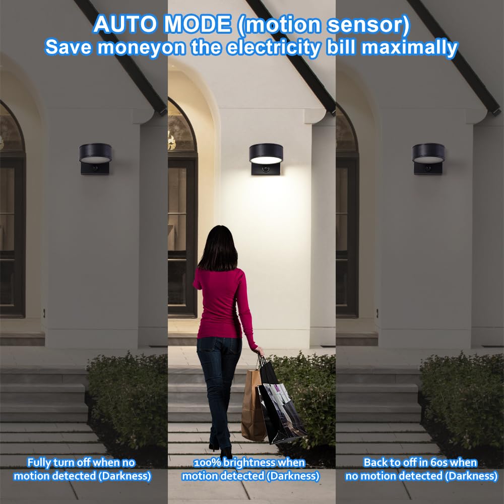Rynx | Double Century Motion Sensor Outdoor Wall Lamp, 8W Led Waterproof Light, 3000K/4000K/5000K
