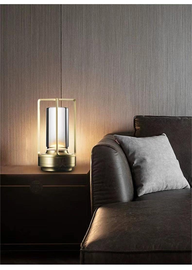 Rynx | Hapygi Gold Portable Metal Table Lamp, Rechargeable Led, 3-Color Dimming For Indoor/Outdoor Use
