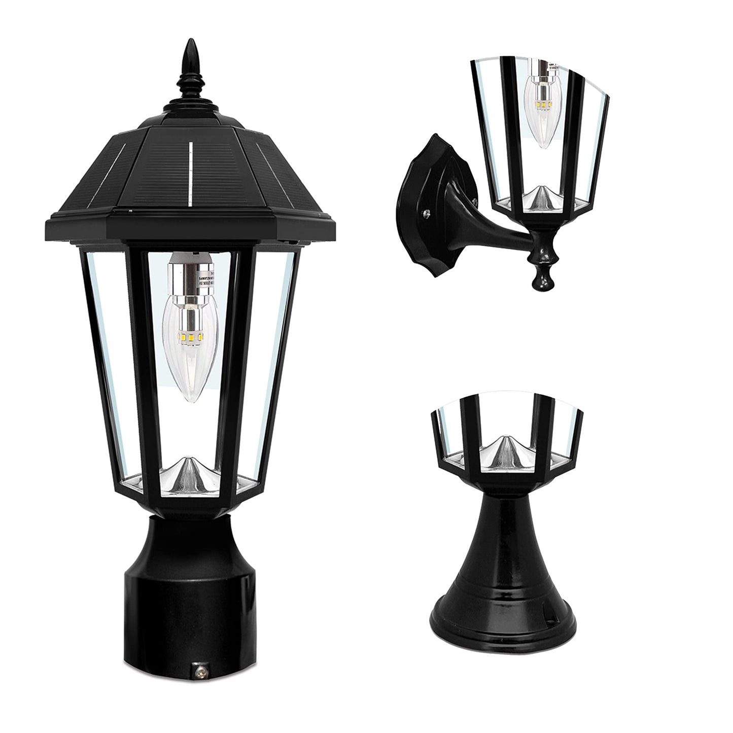 Rynx | Gama Sonic Topaz Solar Light For Outdoor, LED Wall Mount Light, Pier Mounting, 3-Inch Fitter, Black, 149033