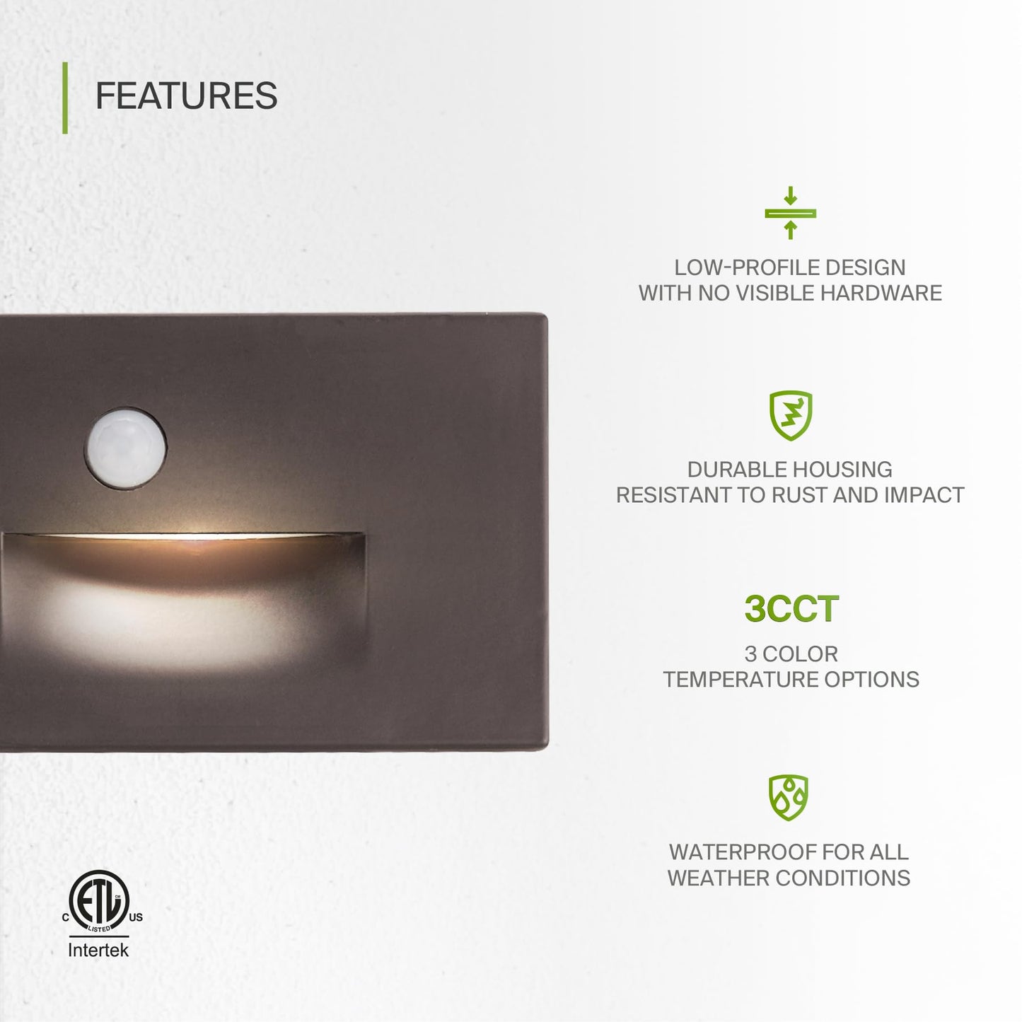 Rynx | Asd LED recessed stair light, 3W 120Lm, motion sensor, waterproof, dark bronze