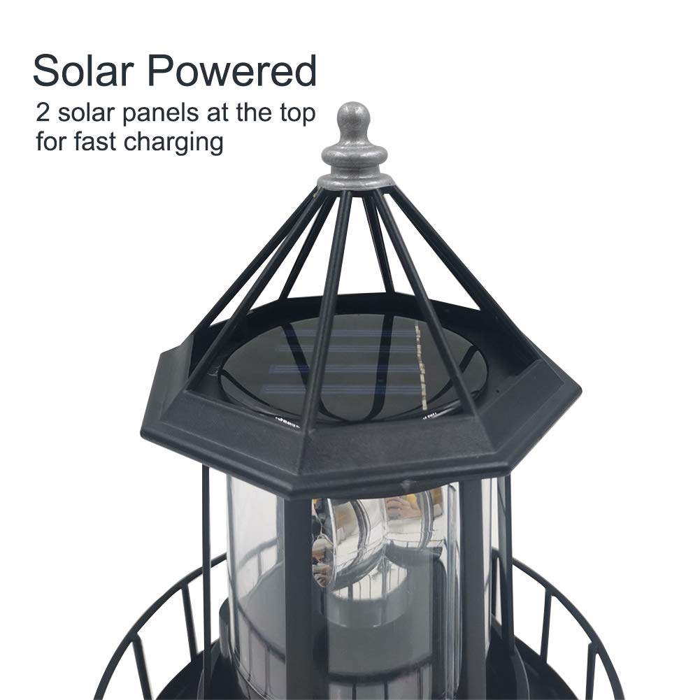 Rynx | Calidaka Solar Led Lighthouse - 360° Rotating Waterproof Garden Lighting For Outdoor Decor