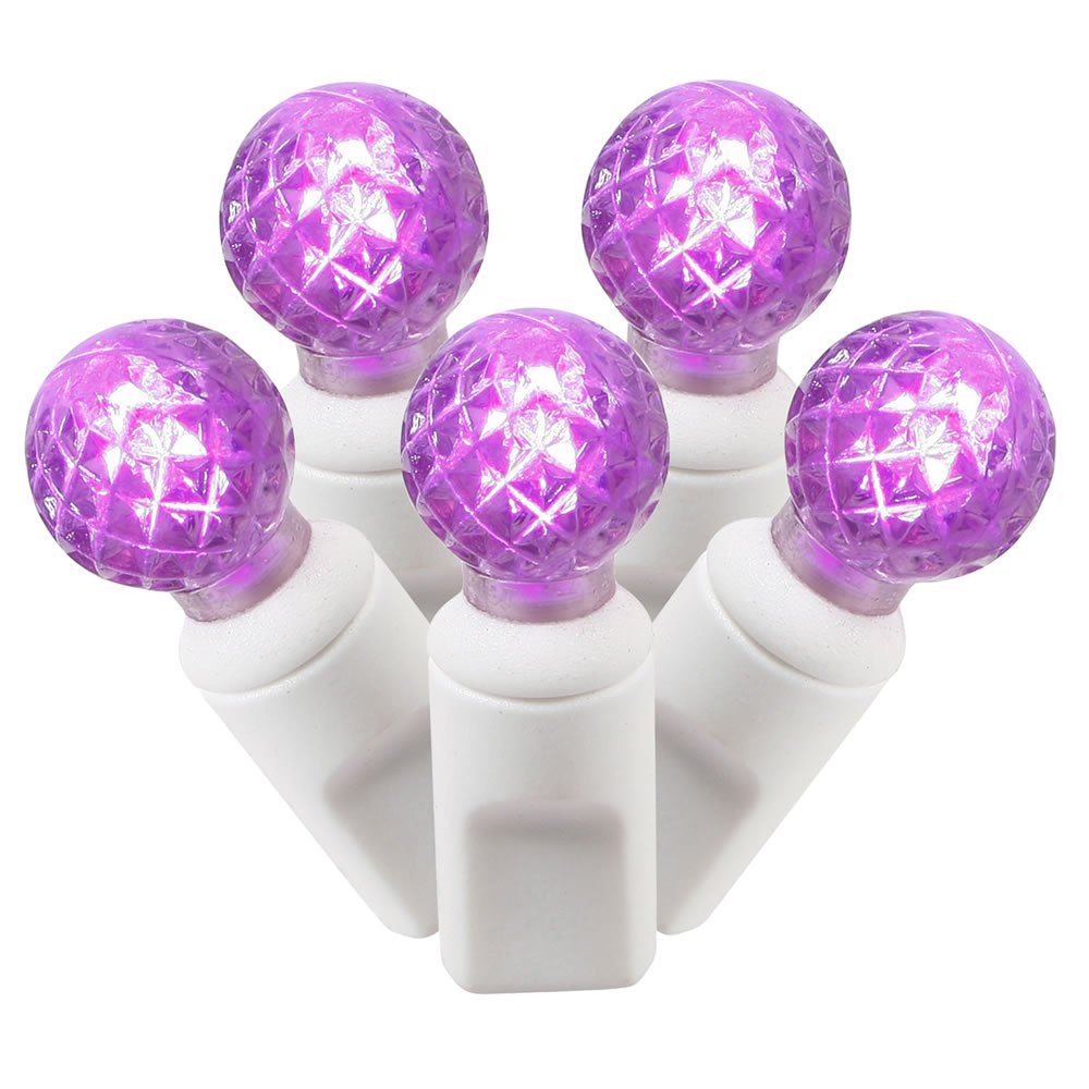 Rynx | Vickerman 100 Lights G12 LED Light Set Purple Lights On White Wire
