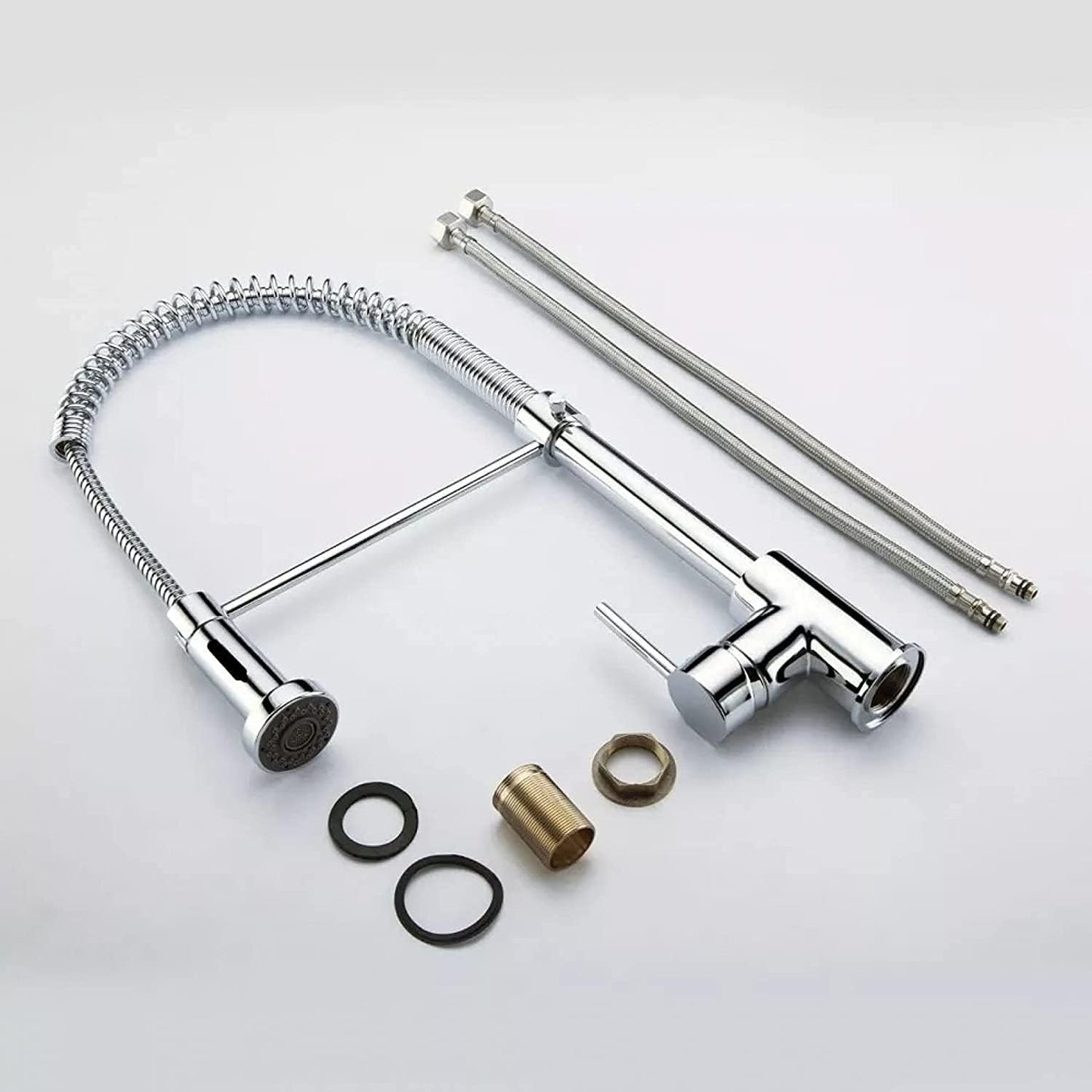 Rynx | MHome Extendable Chrome Kitchen Faucet with Filter Booster, Brass Mixer Tap, Hot Cold Water, Single Hole Installation