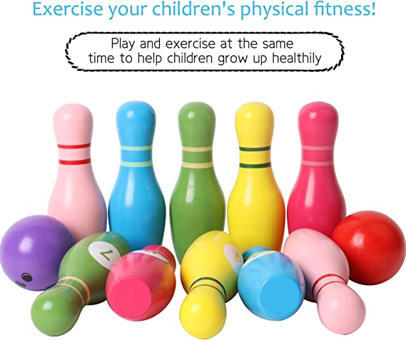 Rynx | Kids Colorful Wooden Bowling Set