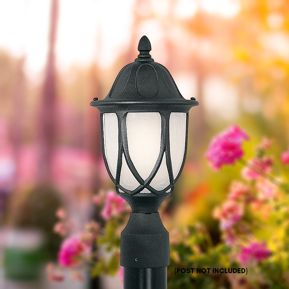 Rynx | Designers Fountain Capella Black Outdoor Post Lantern Light, 19.25In H, Aluminium