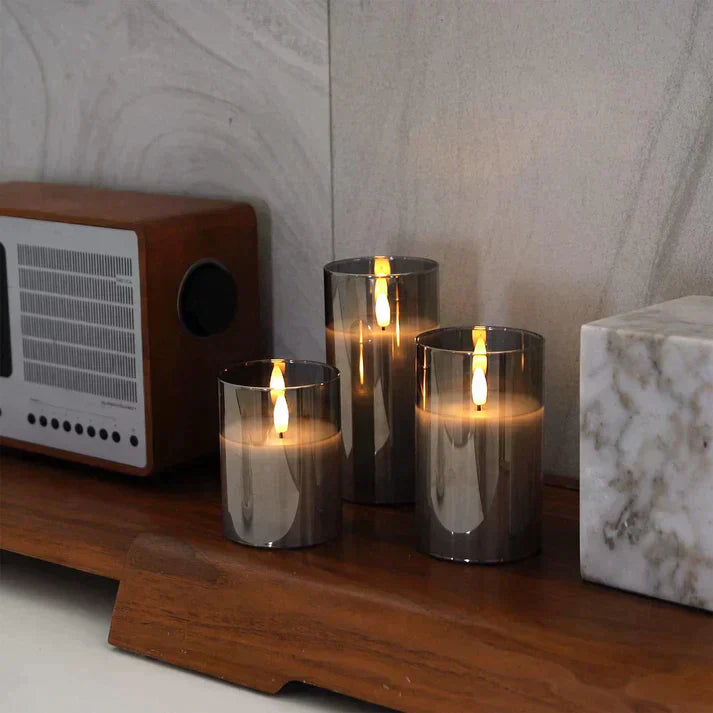 Rynx | Realistic Flame Effect LED Candle Holder Set – Elegant Wax Candle Holders with Remote Control