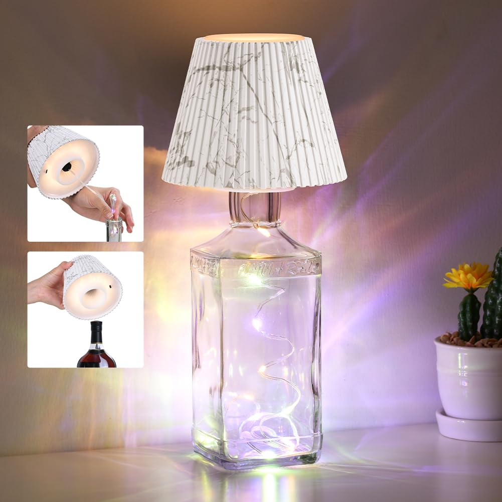 Rynx | Wilit Wireless Lampshades For Table Lamps, 3-Level Brightness Wine Bottle Light, Round Desk Lamps For Bar Décor, Wine Lamp With