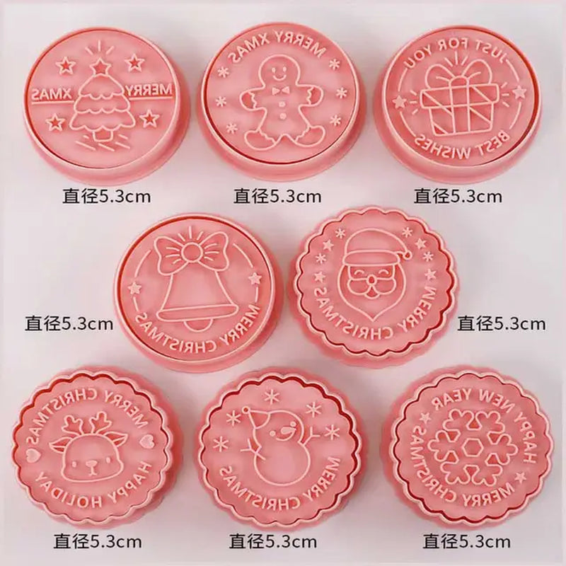Rynx | 8 Pieces/Set DIY Cake Decoration Tools Christmas Cartoon Cookie Cutter Set Plastic Baking Molds Cookie Tools