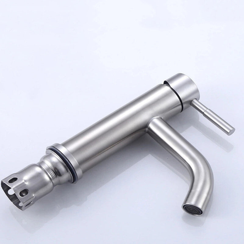 Rynx | Modern Silver Bathroom Faucet Single Handle Bathroom Tap with Lever Handle