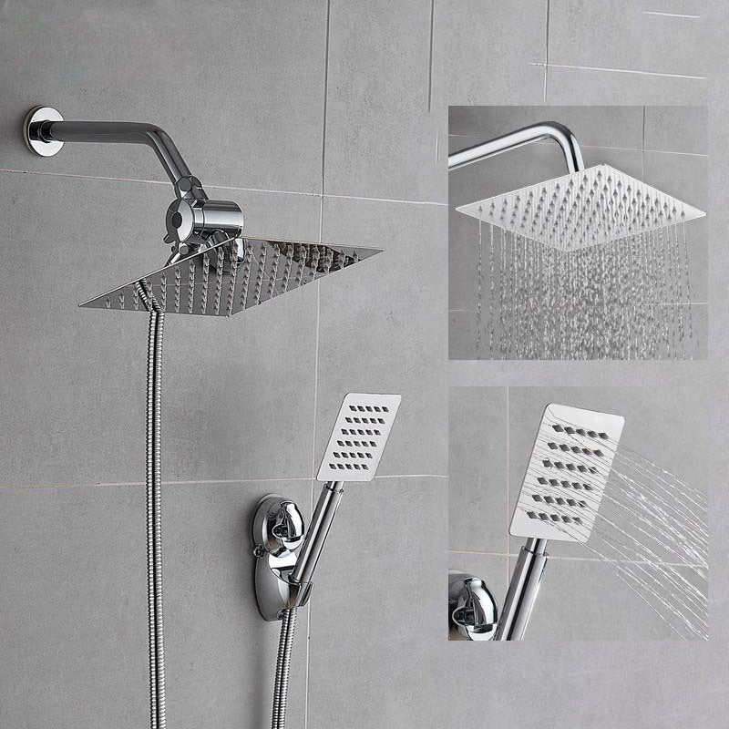 Rynx | Silver Square Double Shower Head Modern Water Filtration Wall-Mounted Shower Head