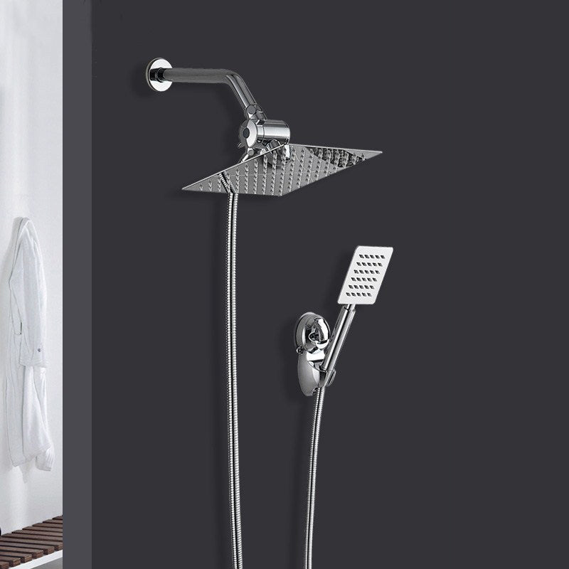 Rynx | Silver Square Double Shower Head Modern Water Filtration Wall-Mounted Shower Head