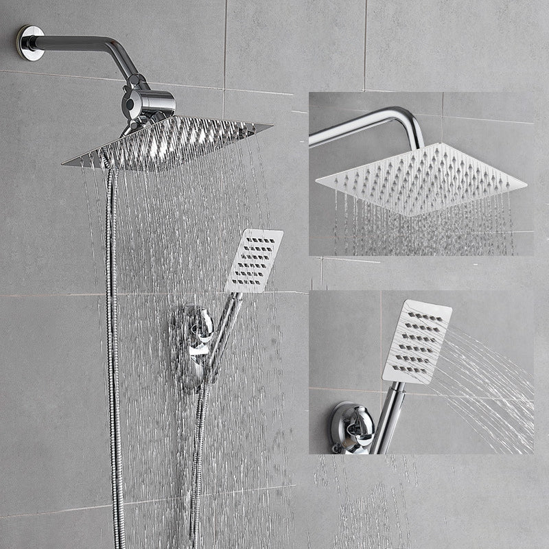 Rynx | Silver Square Double Shower Head Modern Water Filtration Wall-Mounted Shower Head