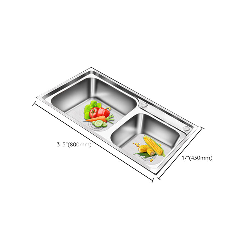Rynx | Modern Style Kitchen Sink Stainless Steel 2 Holes Top Mount Kitchen Sink