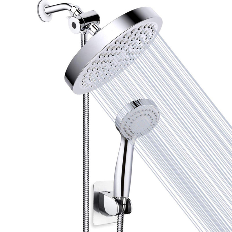 Rynx | Silver Dual Showerhead with Hose Modern Style Wall Mounted Showerhead
