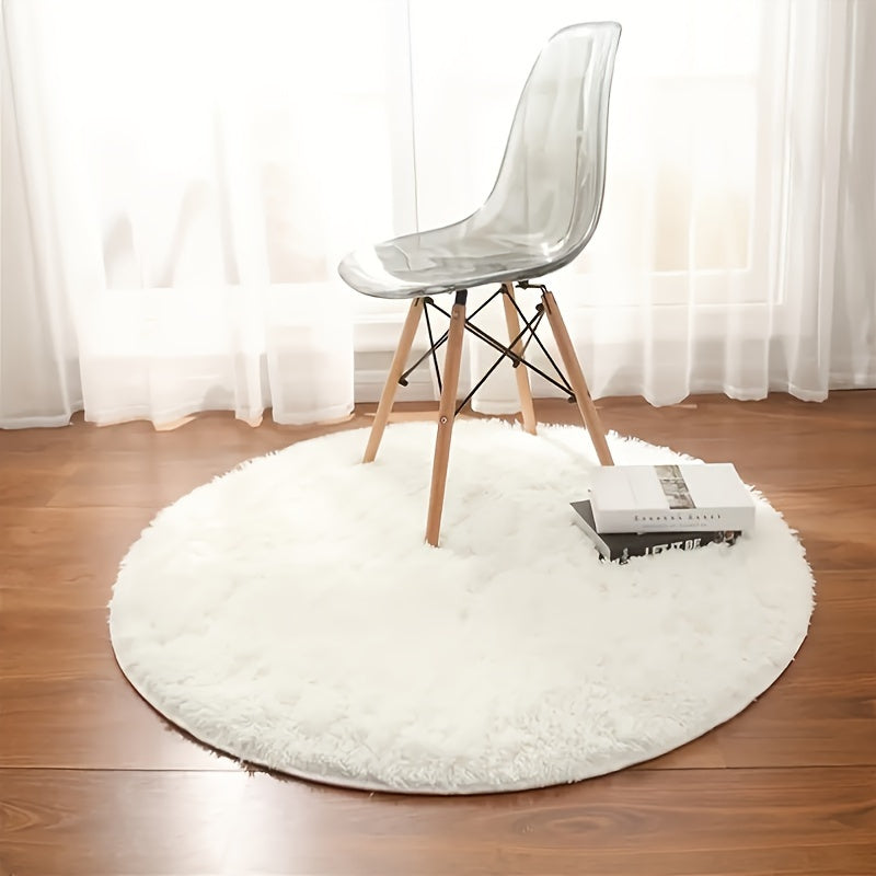 Rynx | Super Soft White Round Plush Rug - Perfect for Living Room, Bedroom, and Nursery - Non-Slip, Fluffy and Machine Made