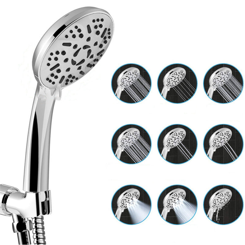 Rynx | Modern Style Dual Showerhead 9-Spray Silver Wall-Mounted Showerhead