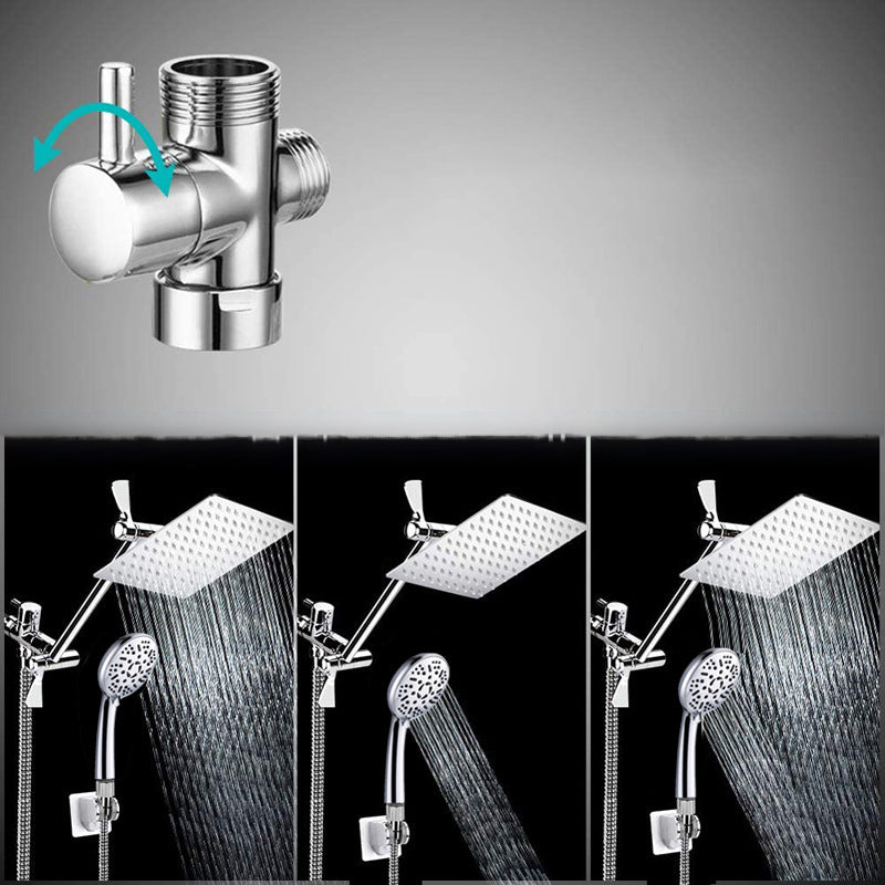 Rynx | Modern Style Dual Showerhead 9-Spray Silver Wall-Mounted Showerhead