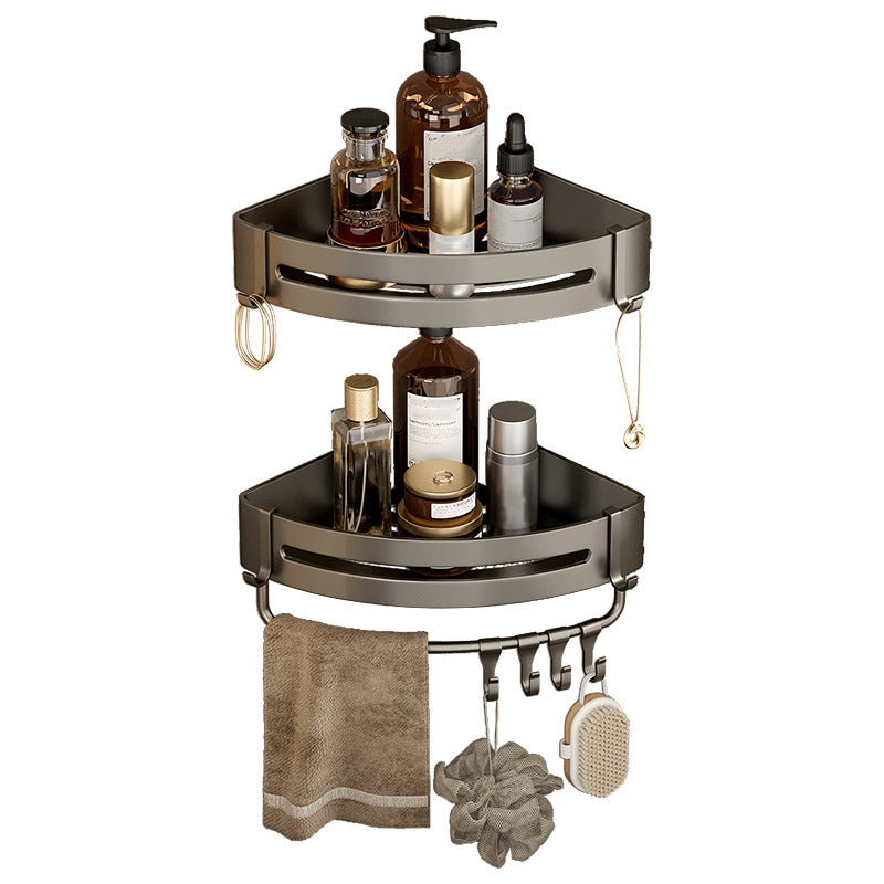 Rynx | Contemporary Aluminum Bathroom Accessory Set Grey Bath Shelf