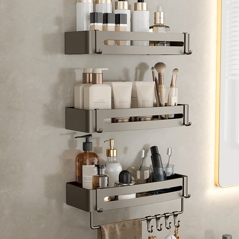 Rynx | Contemporary Aluminum Bathroom Accessory Set Grey Bath Shelf
