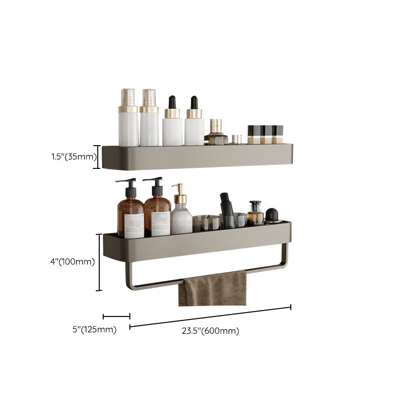 Rynx | Contemporary Aluminum Bathroom Accessory Set Grey Bath Shelf