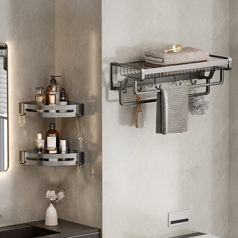Rynx | Aluminum modern bathroom accessories set polished gray bathroom shelf/paper holder/robe hook
