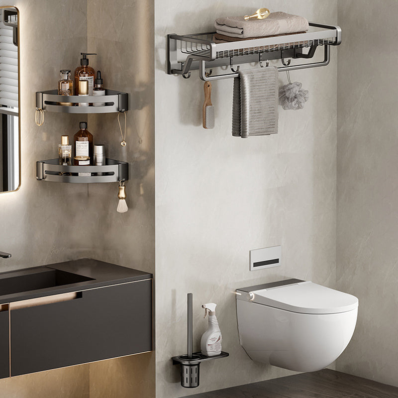 Rynx | Aluminum modern bathroom accessories set polished gray bathroom shelf/paper holder/robe hook