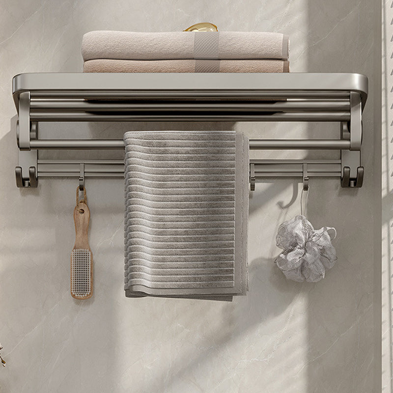 Rynx | Modern Bathroom Accessories Set in Gray with Bathroom Shelf/Towel Holder/Bathrobe Hook & Paper Holder