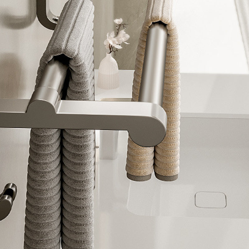 Rynx | Modern Bathroom Accessories Set in Gray with Bathroom Shelf/Towel Holder/Bathrobe Hook & Paper Holder