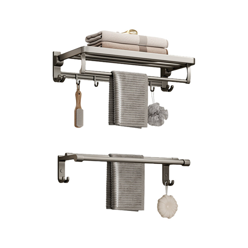 Rynx | Modern Bathroom Accessories Set in Gray with Bathroom Shelf/Towel Holder/Bathrobe Hook & Paper Holder