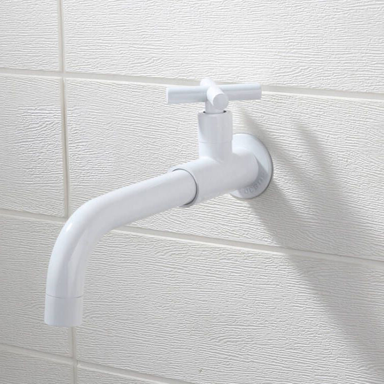 Rynx | Contemporary Wall-Mounted Bathroom Faucet Cross Handles Stainless Steel Faucet White