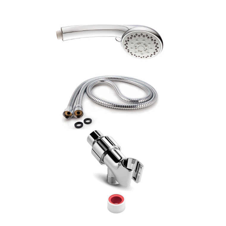 Rynx | Round Handheld Showerhead in Silver Leak-Resistant Wall-Mounted Showerhead