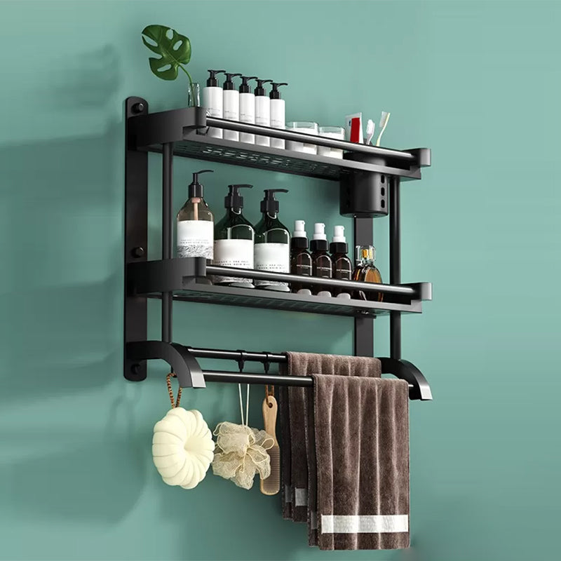 Rynx | Modern Black Bathroom Accessories Stainless Steel Fitting Set Bathroom Shelf