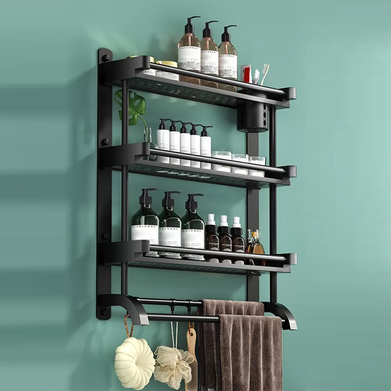 Rynx | Modern Black Bathroom Accessories Stainless Steel Fitting Set Bathroom Shelf