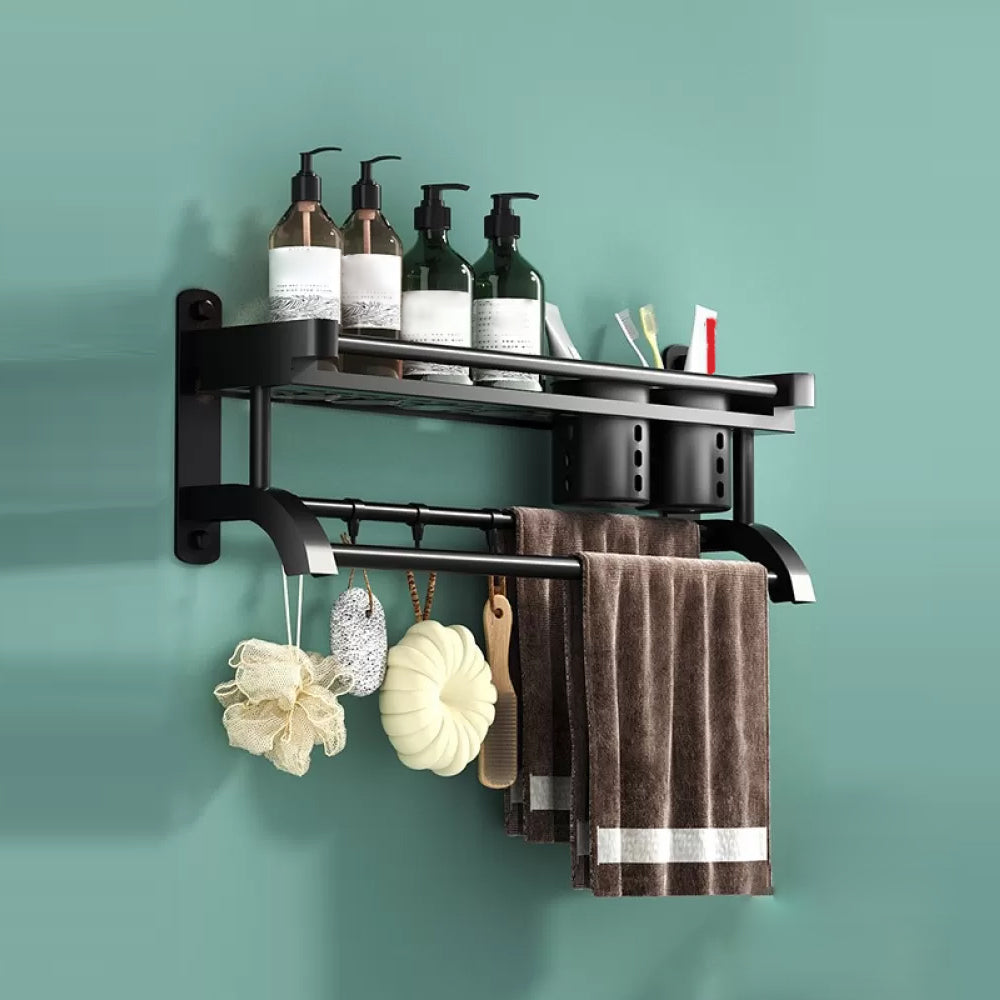 Rynx | Modern Black Bathroom Accessories Stainless Steel Fitting Set Bathroom Shelf